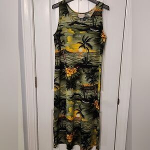 Aloha hut Tropical Print Midi Dress